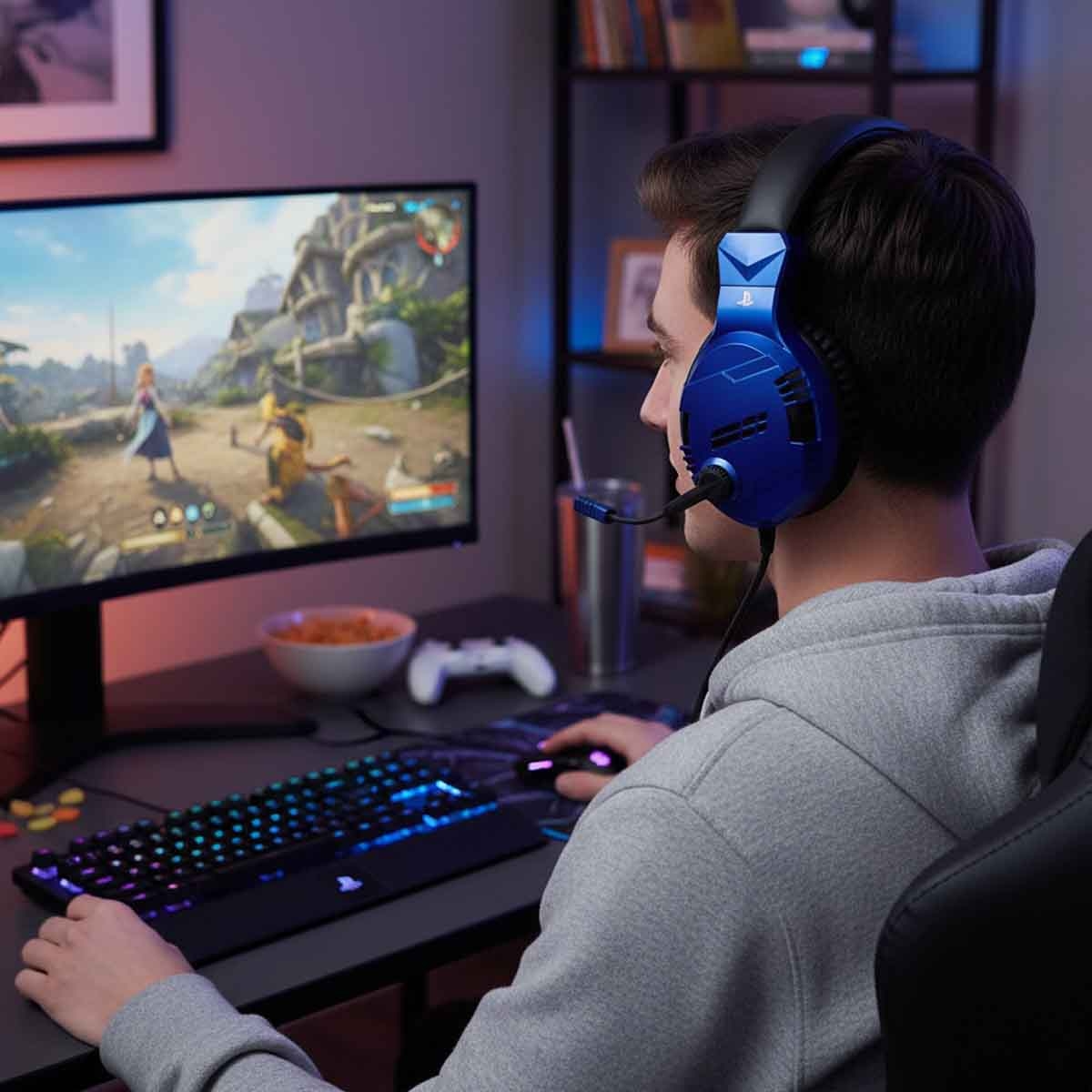 باور إيه أسود سماعة ألعاب سلكية بي إس 4 في 3