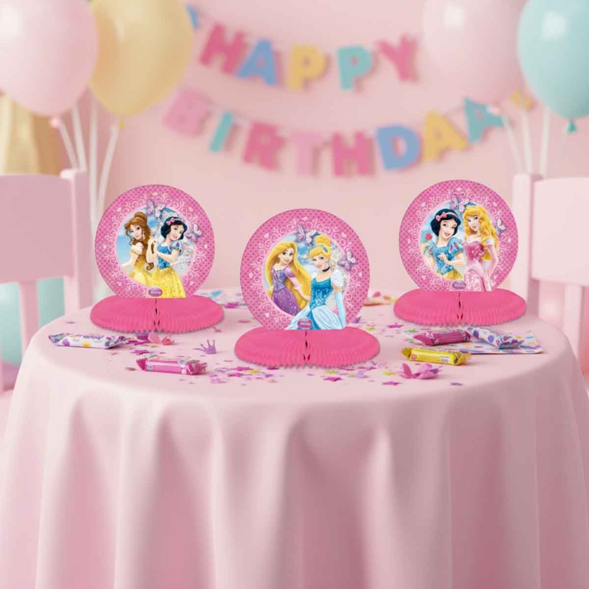 ديزني برنسيس مجموعة 3-قطع مراكز طاولة صغيرة لامعة