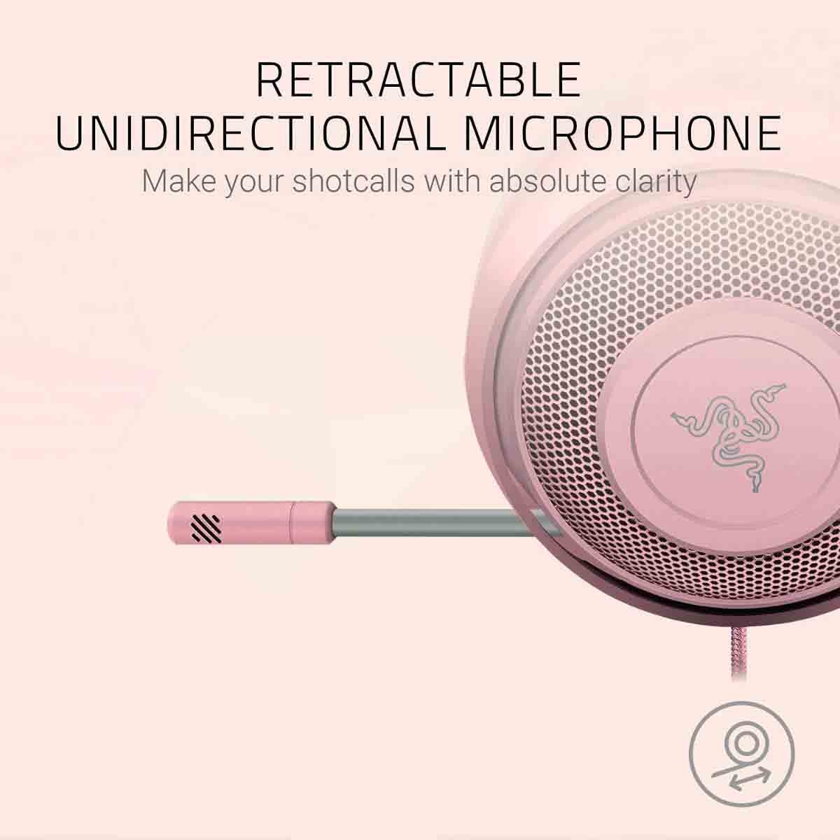 ريزر سماعة رأس للألعاب كراكن كوارتز مع ميكروفون وردي