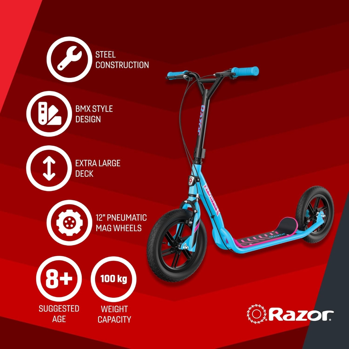 ريزر سكوتر فلاشباك أزرق للجنسين، 8-10 سنوات