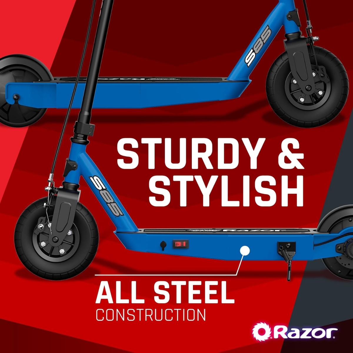 ريزر سكوتر كهربائي باور كور S85 أزرق للجنسين، من عمر 8 إلى 10 سنوات