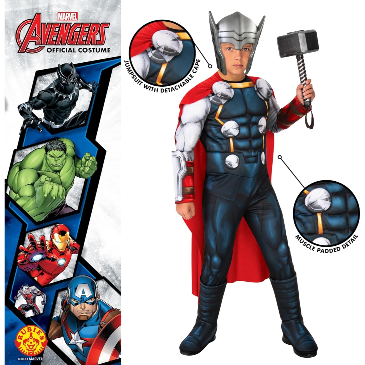 روبيز زي طفل مارفل أفنجرز ديلوكس ثور للأولاد، 3-4 سنوات