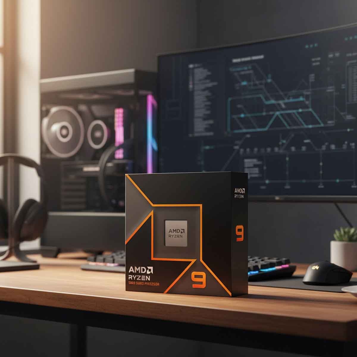 إيه إم دي رايزن 9 9900X معالج بسرعة 4.4GHz بعدد 12 نواة و24 خيط معالجة وذاكرة 76MB