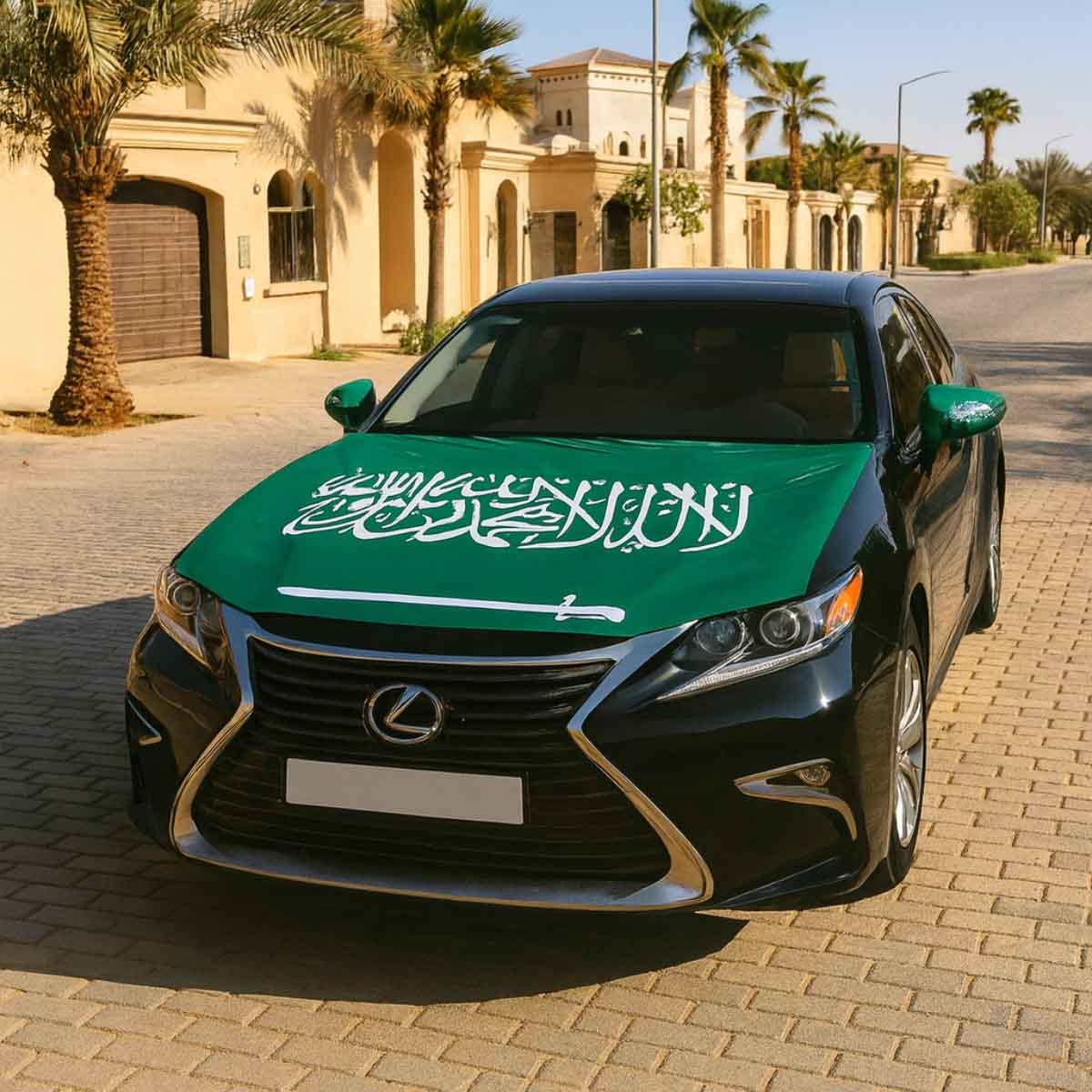 مجموعة زينة غطاء محرك السيارة بتصميم سيف وعلم اليوم الوطني السعودي 95