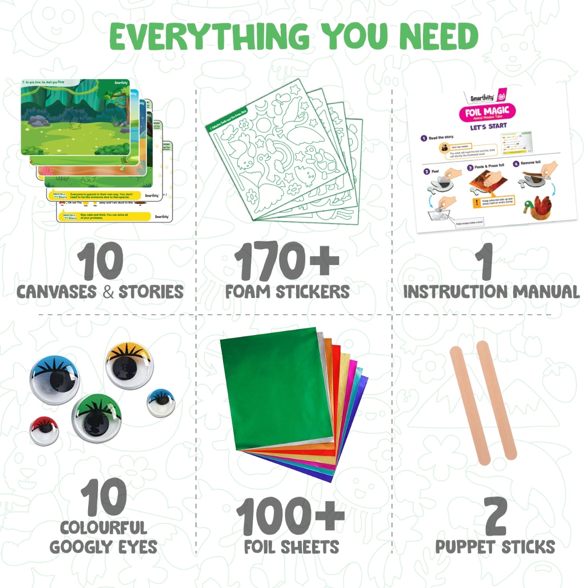 سمارتيفيتي مجموعة فنون قصص حكم الحيوانات السحرية بفويل للبنات، 5-7 سنوات