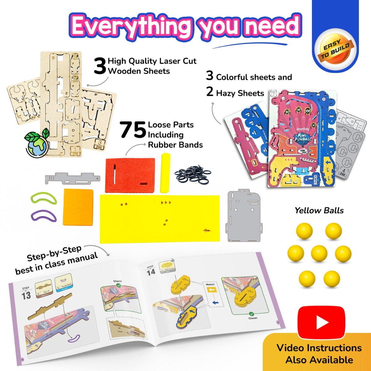 سمارتيفيتي لعبة بناء بينبول مصغر للجنسين، 8-10 سنوات