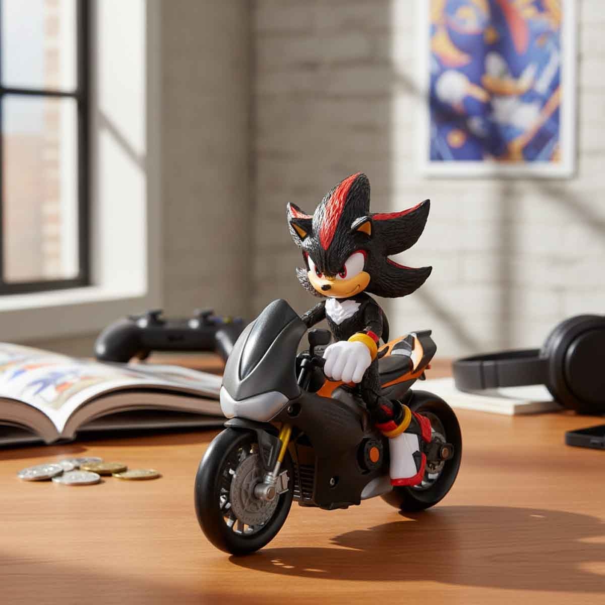 سونيك 3 مجموعة لعب شخصية أكشن 5 انش مع دراجة نارية مستوحاة من الفيلم للجنسين، 3-4 سنوات