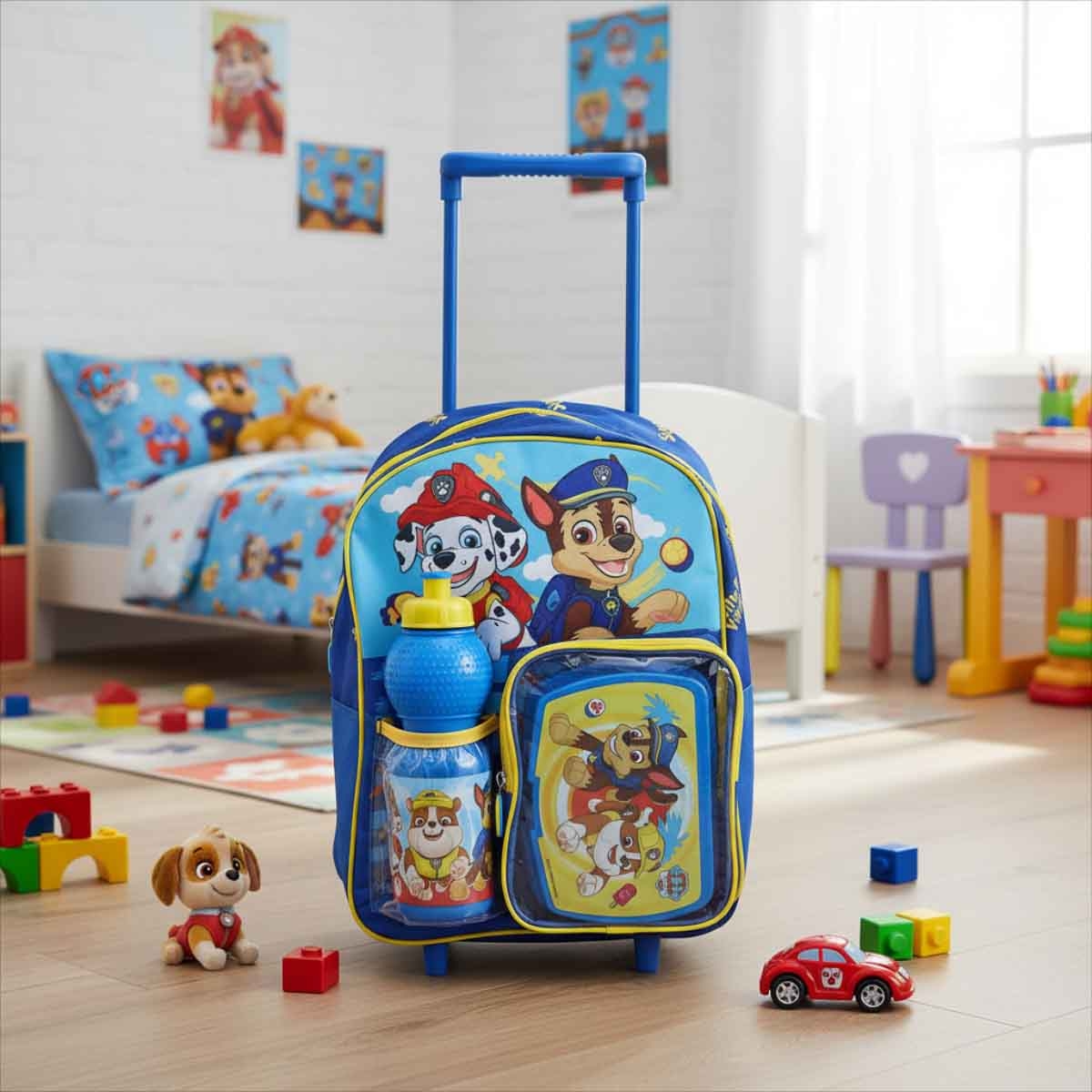 باو باترول مجموعة حقيبة ترولي وظهر مقاس 14 انش مع صندوق غداء وزجاجة ماء