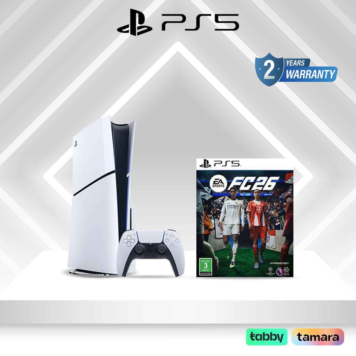 سوني بلايستيشن 5 قرص بلو-راي (نسخة السعودية) مع وحدة تحكم + حزمة إف سي 26