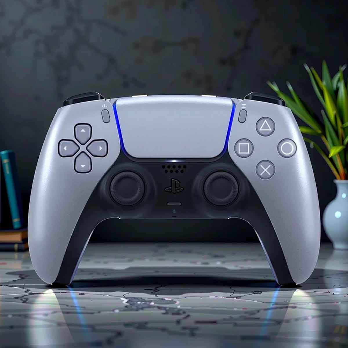 سوني بلايستيشن 5 نسخة السعودية الإصدار الرقمي سعة 1 تيرابايت مع حزمة وحدة تحكم لاسلكية دوال سينس فضي