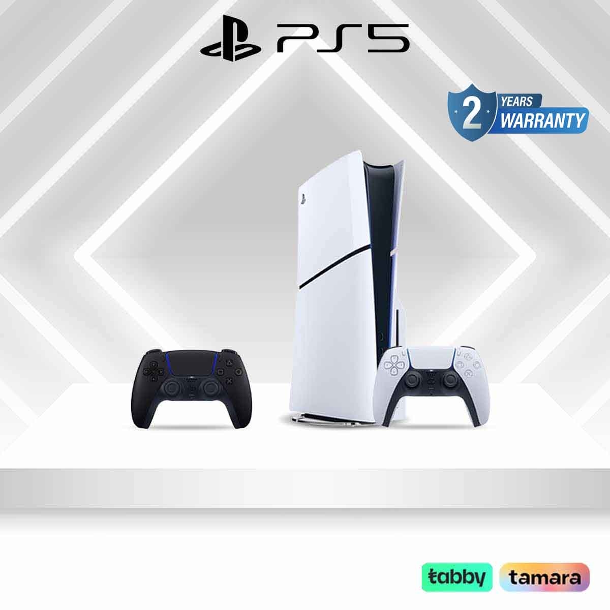 سوني بلايستيشن 5 سليم إصدار القرص مع حزمة وحدة تحكم أسود إضافية