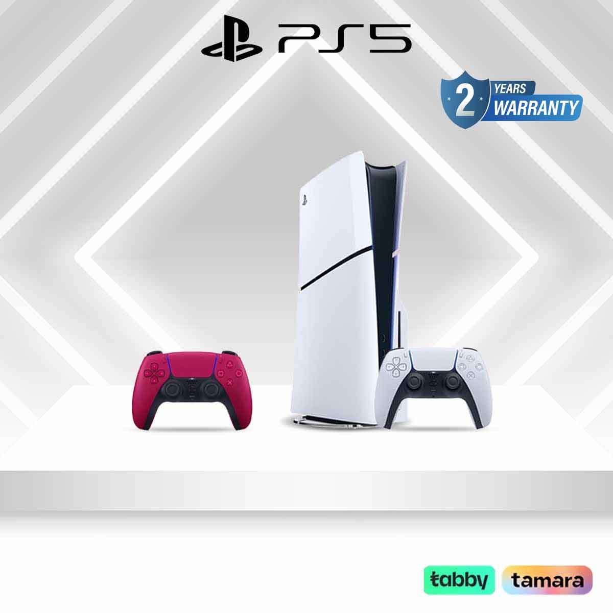 سوني بلايستيشن 5 سليم إصدار القرص مع حزمة وحدة تحكم أحمر إضافية