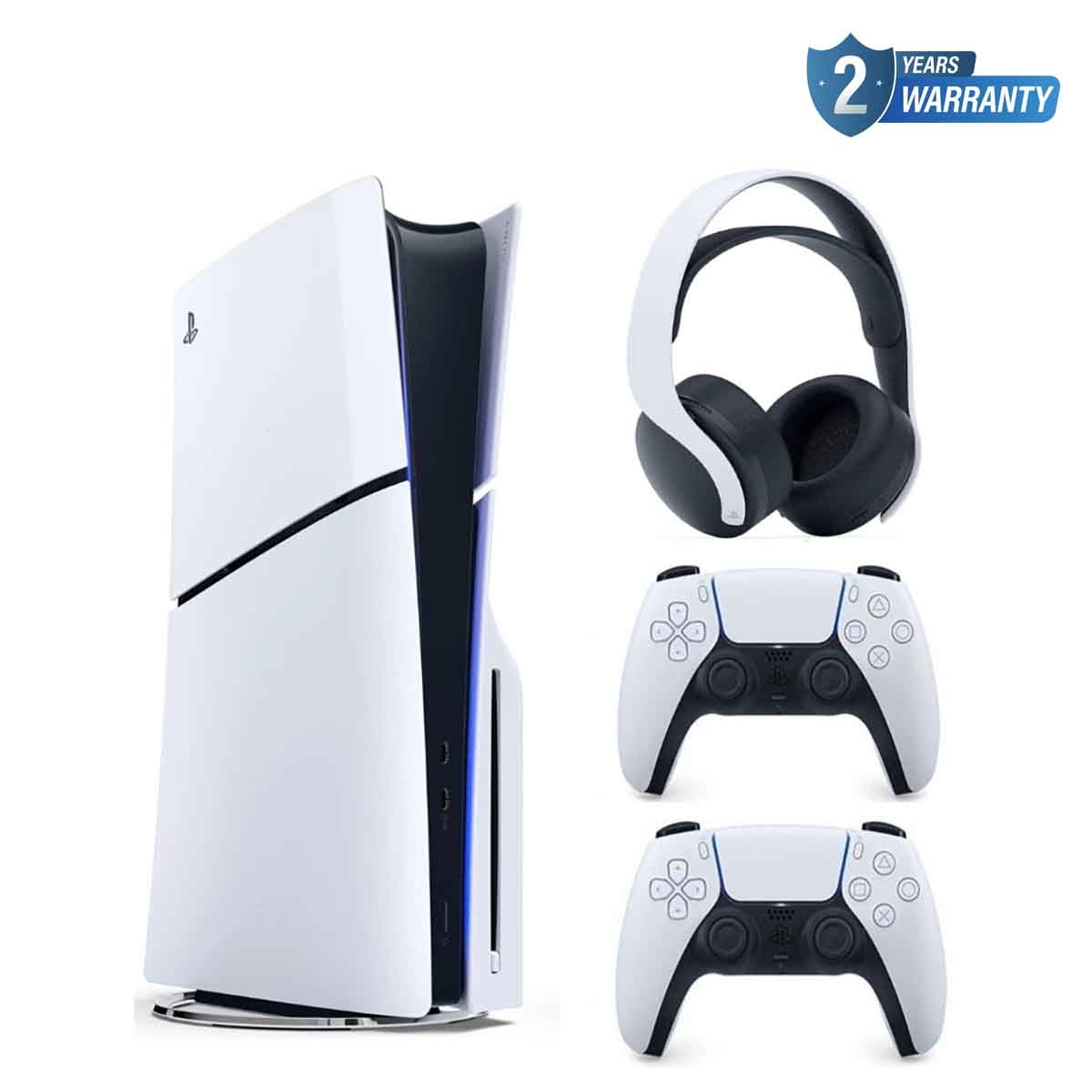 سوني بلايستيشن 5 سليم إصدار القرص (نسخة السعودية) مع 2 وحدة تحكم لاسلكية دوال سينس وسماعة رأس بالس 3 دي