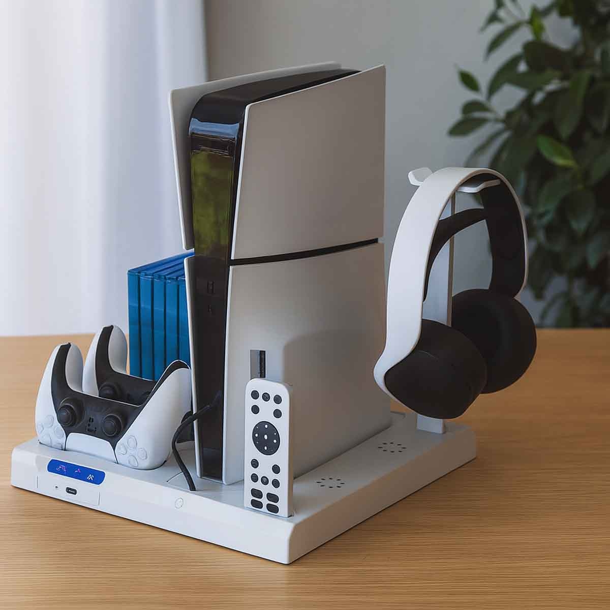 369 حامل عمودي نحيف لجهاز بلاي ستيشن 5 مع مجموعة عجلة قيادة ألعاب 369 تورك وسويتش وسماعة ألعاب