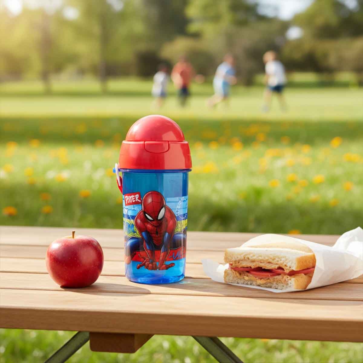 سبايدر مان زجاجة ماء مارفل بغطاء شفاطة قابل للفتح