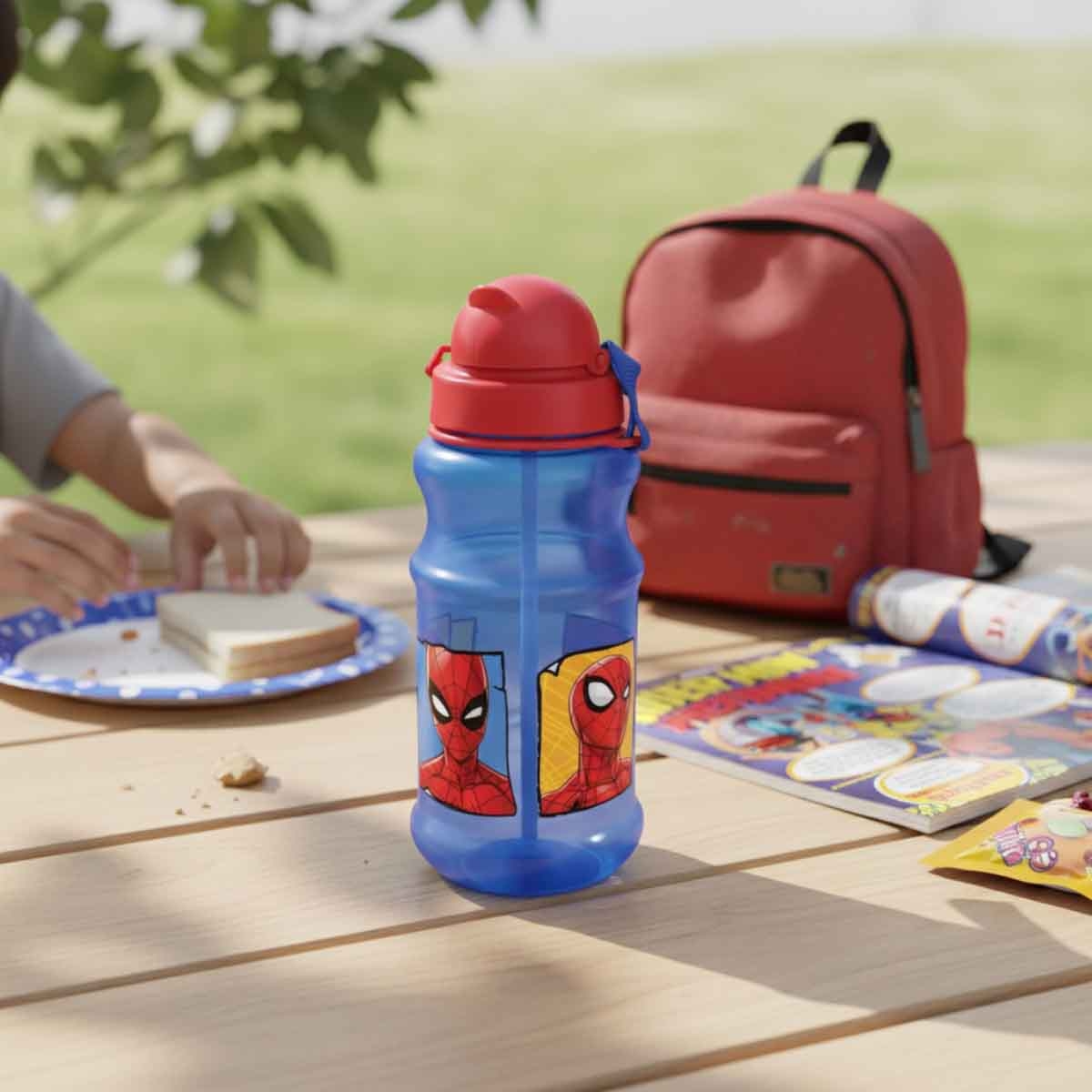 سبايدر مان زجاجة ماء شفافة مضادة للتسرب سعة 600 مل