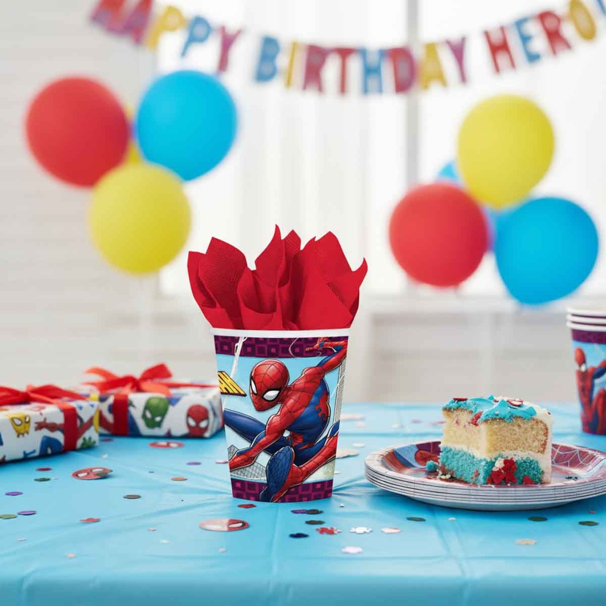 سبايدر مان مجموعة أكواب ورقية 9 أونص ويبيد عدد 8 قطع