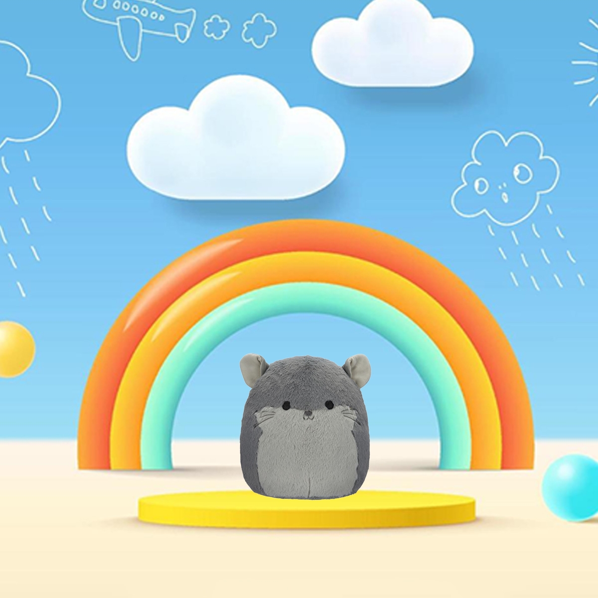 سكويشمالوز لعبة محشوة 12 إنش، مايبر الشينشيلا، للجنسين، من عمر 3 إلى 4 سنوات