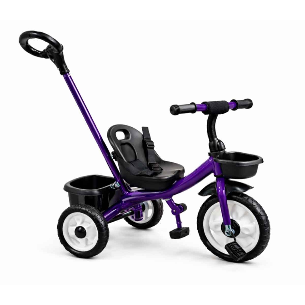 ستارمارز دراجة ثلاثية العجلات للأطفال باللون البنفسجي للركوب اليدوي مع مقبض دفع للأطفال للجنسين، 3-4 سنوات