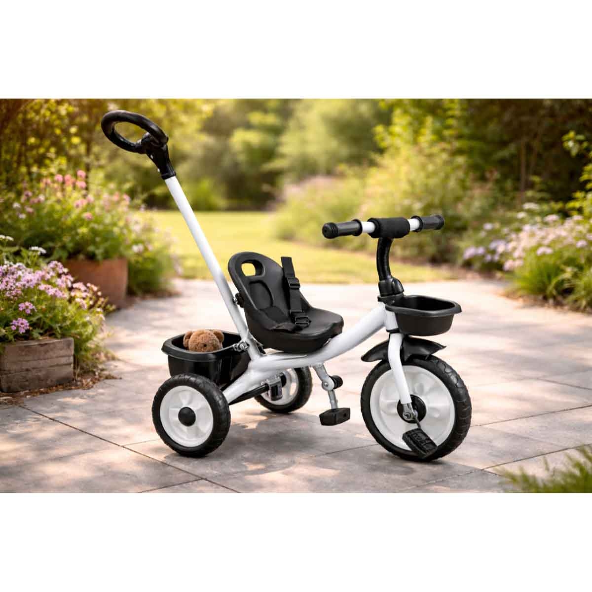 ستارمارز دراجة ثلاثية العجلات للأطفال باللون للركوب اليدوي مع مقبض دفع للأطفال للجنسين، 3-4 سنوات