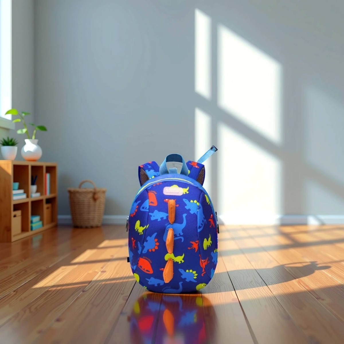 صنفينو حقيبة ظهر كبيرة للأطفال بطبعة ديناصور باللون الأزرق للجنسين من عمر 3 إلى 4 سنوات
