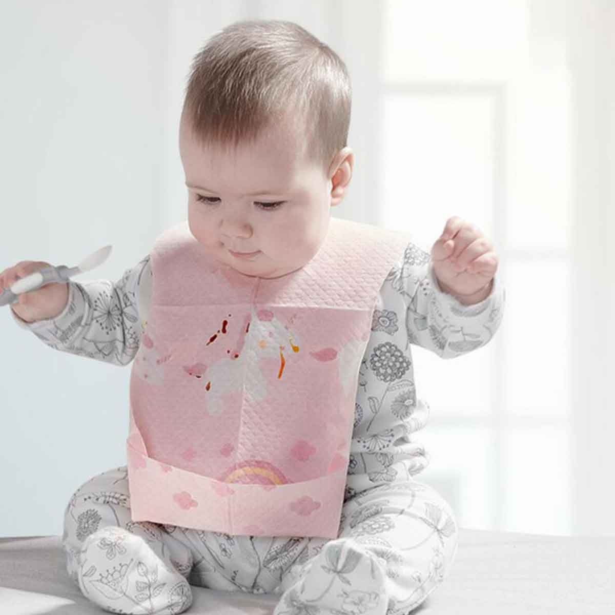 سنفينو مجموعة 20 مريلة أطفال وردية للاستعمال مرة واحدة