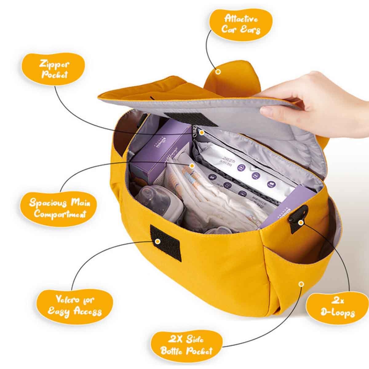 صنفينو حقيبة حفاضات مياو باللون الأصفر