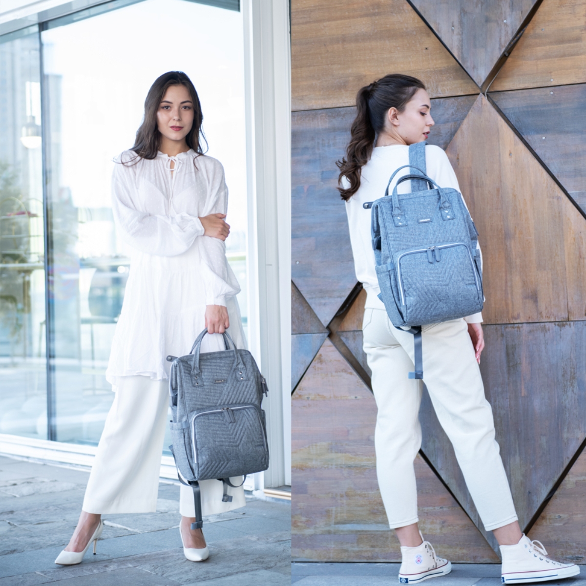 صنفينو حقيبة حفاضات نوفا باللون الرمادي للأطفال