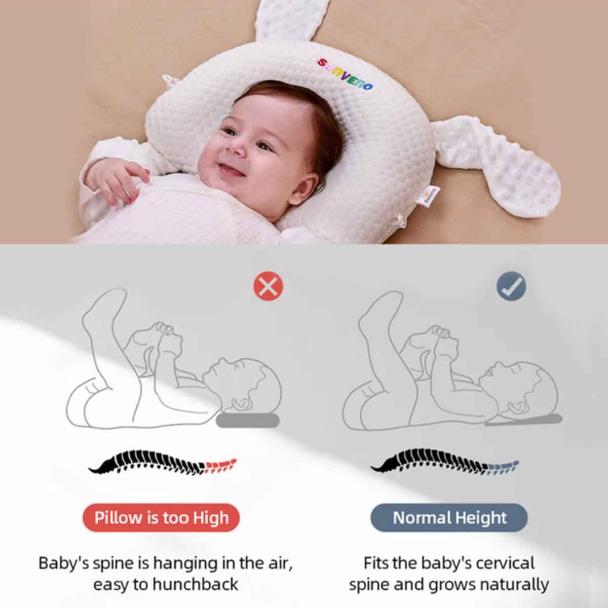سنفينو وسادة تشكيل الرأس للرضع بتصميم الأرنب