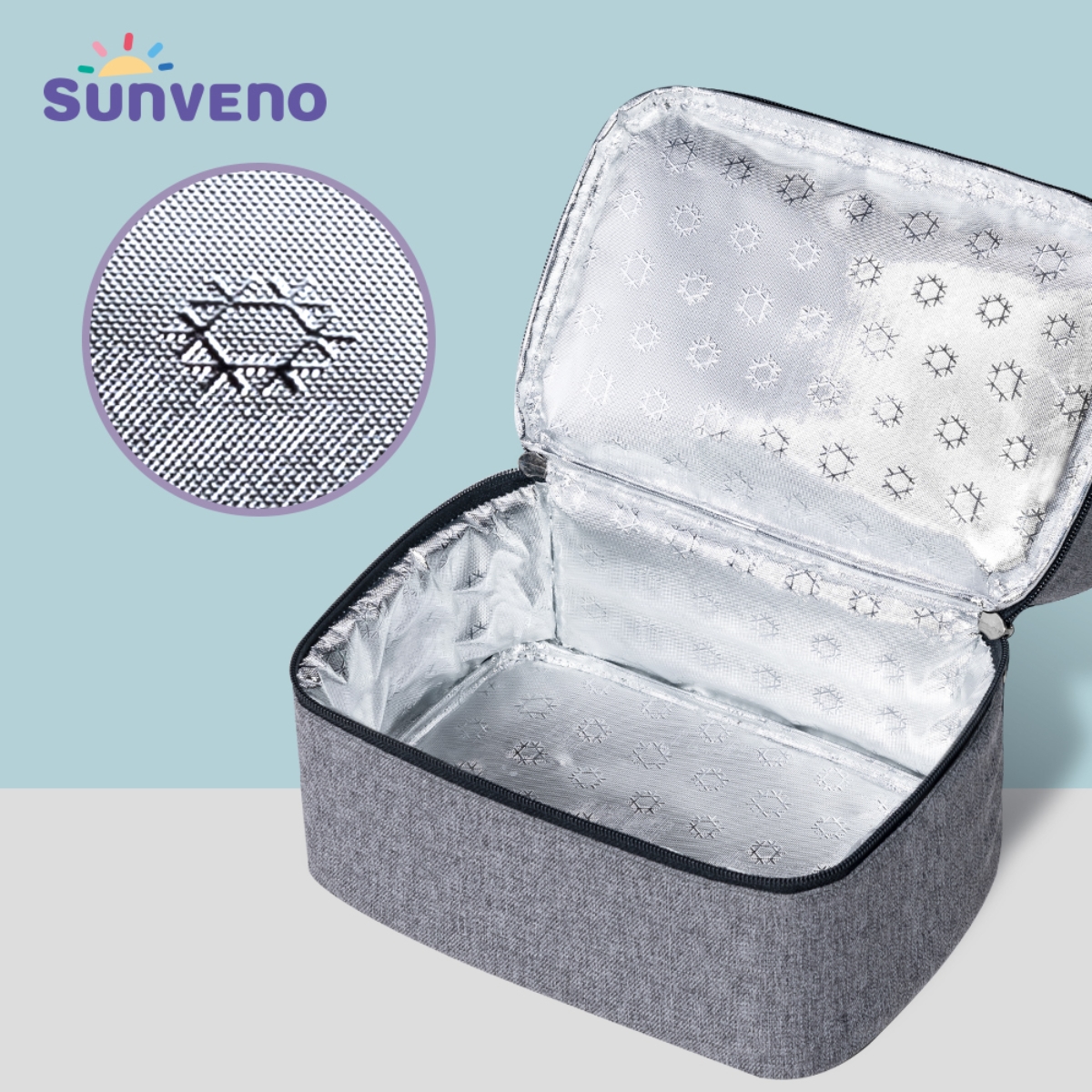 صنفينو حقيبة غداء مكتبية معزولة باللون الرمادي الفضي للجنسين من عمر 13 سنة فما فوق