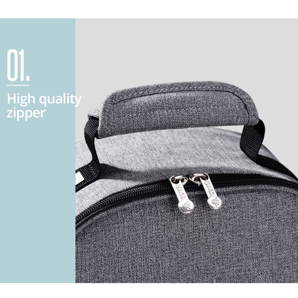 صنفينو حقيبة غداء مكتبية معزولة باللون الرمادي الفضي للجنسين من عمر 13 سنة فما فوق