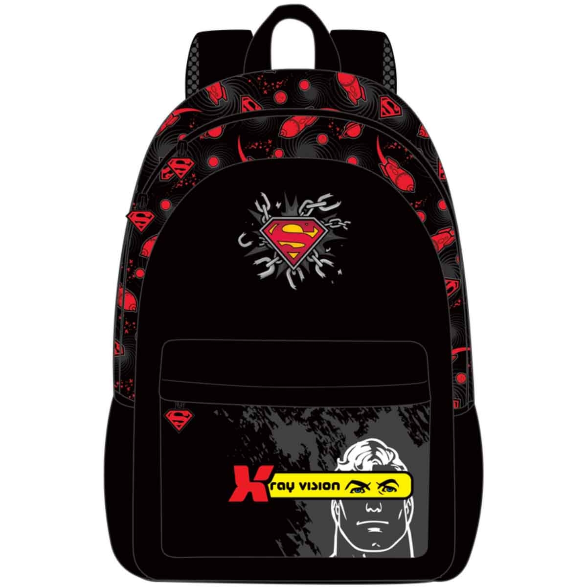 دي سي سوبرمان مجموعة حقيبة ظهر سوبرهيرو 4 في 1 مع زجاجة وحقيبة غداء ومقلمة
