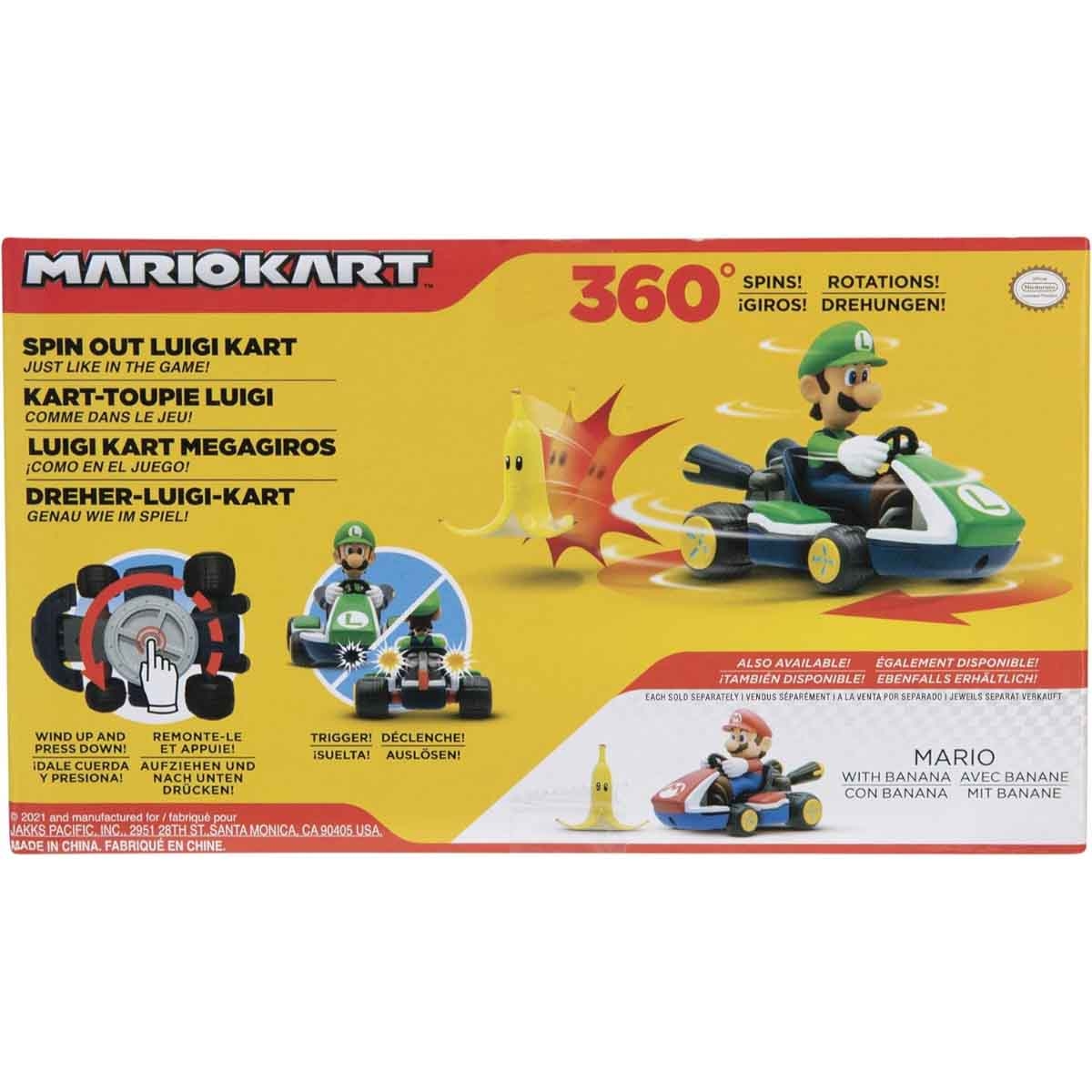 سوبر ماريو مجموعة شخصيات أكشن 2 قطع مع سيارة كارت لويجي سبين أوت 2.3 انش للجنسين، 3-4 سنوات