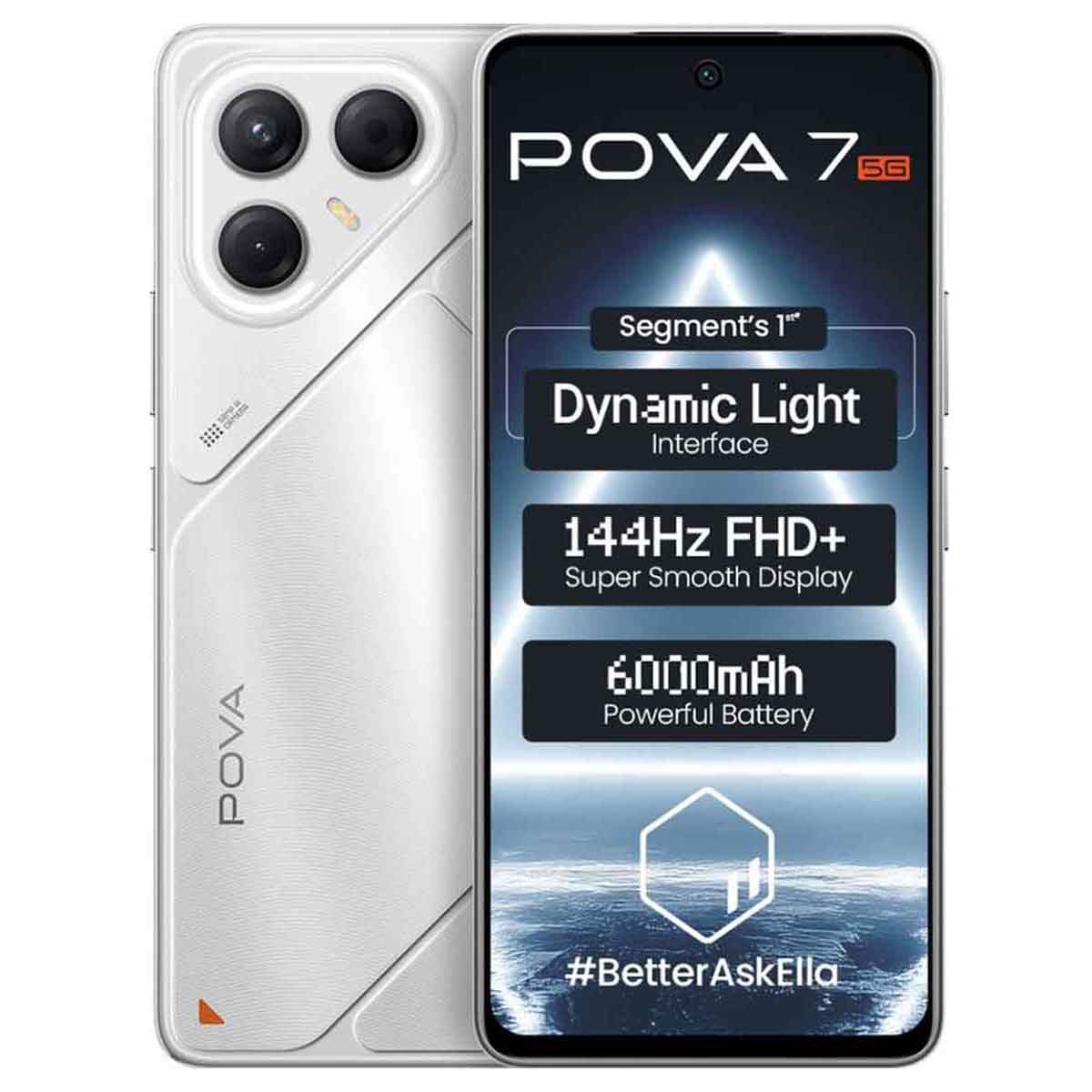 تكنو بوفا 7 جوال أندرويد فايف جي (رام 8 جيجابايت، تخزين 256 جيجابايت) – فضي