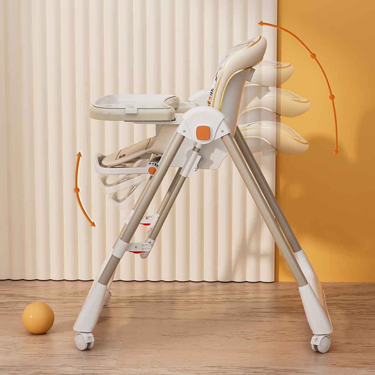 تيكنوم أرجوحة 5-في-1 باللون العاجي مع كرسي طعام وعجلات قابلة للقفل