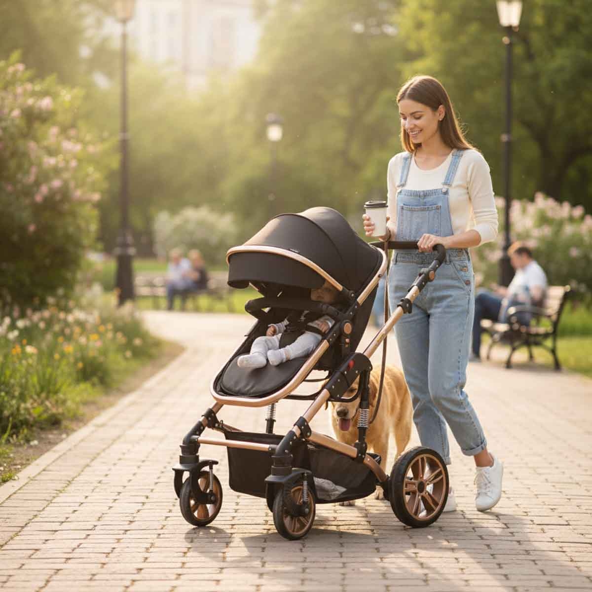 تيكنوم عربة أطفال 3 في 1 سوداء للأطفال، 0-2 سنة