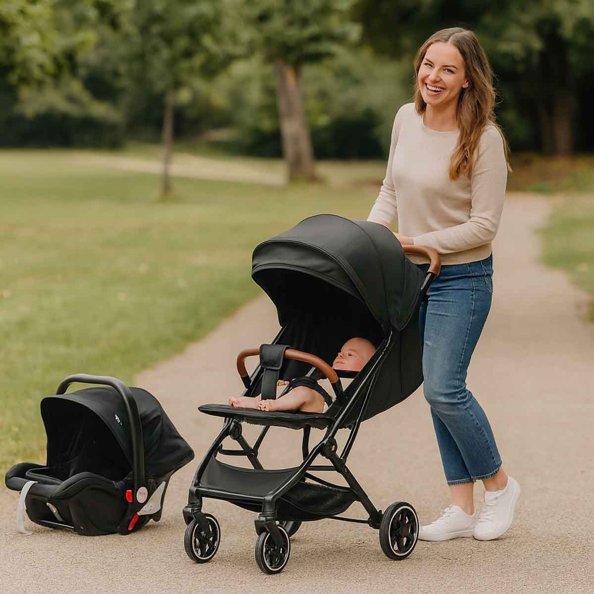 تيكنوم عربة كابين بلس للسفر سوداء للأطفال، 0-2 سنة
