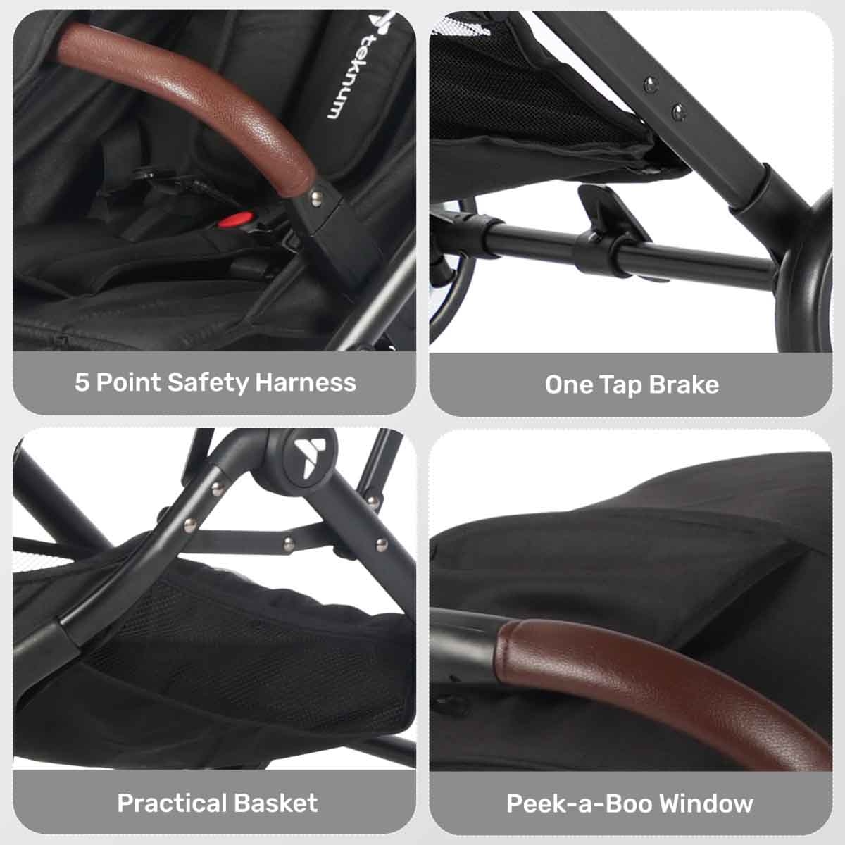 تيكنوم عربة سفر كابين بلس سوداء للأطفال، 0-2 سنة