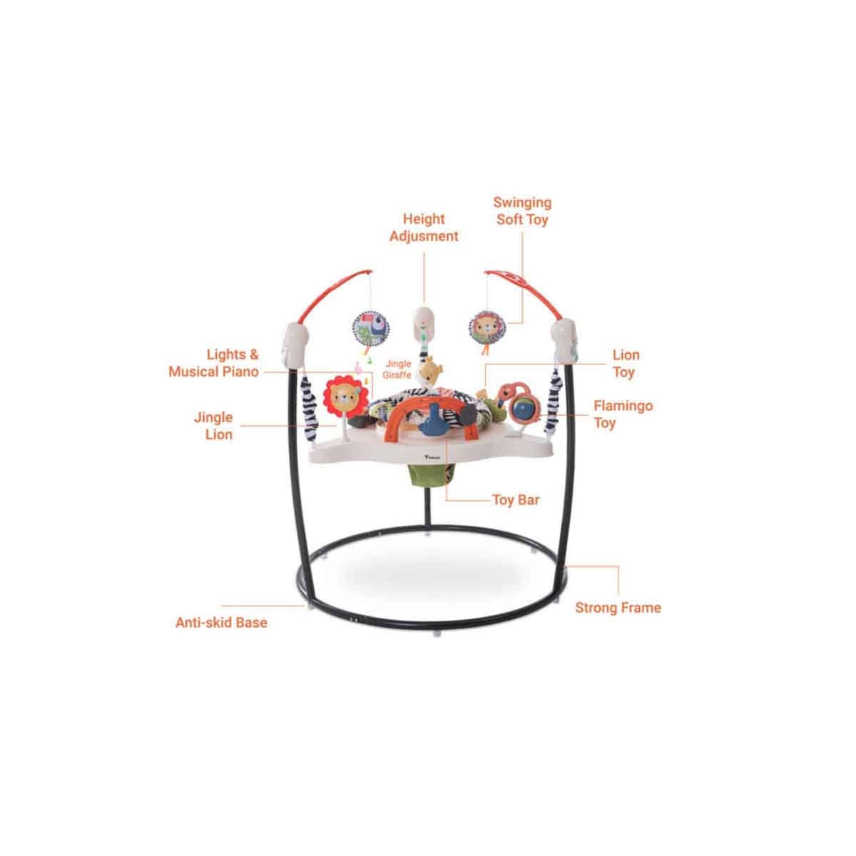 تيكنوم مشاية أطفال مع أنشطة وموسيقى وألعاب باللون الأزرق، 0-2 سنة