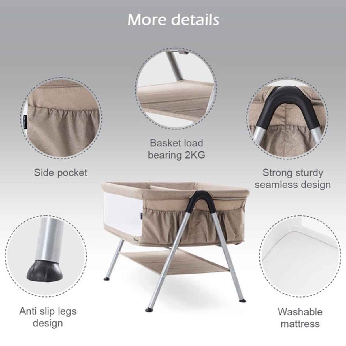 تيكنوم سرير جانبي توأم فيلو 2 باللون العاجي للأطفال 0-2 سنوات