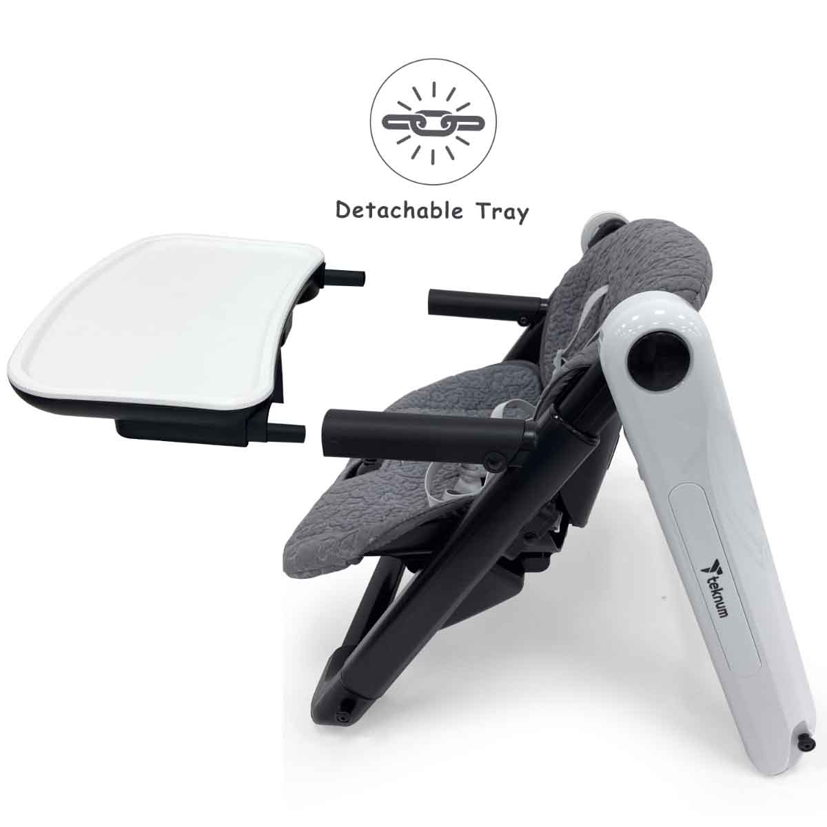 تيكنوم كرسي طعام للأطفال 3 في 1 قابل للطي رمادي، 0-2 سنة