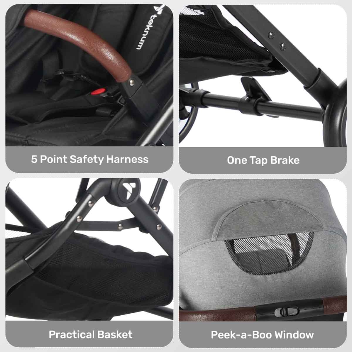 تيكنوم عربة سفر كابين بلس رمادية للأطفال، 0-2 سنة
