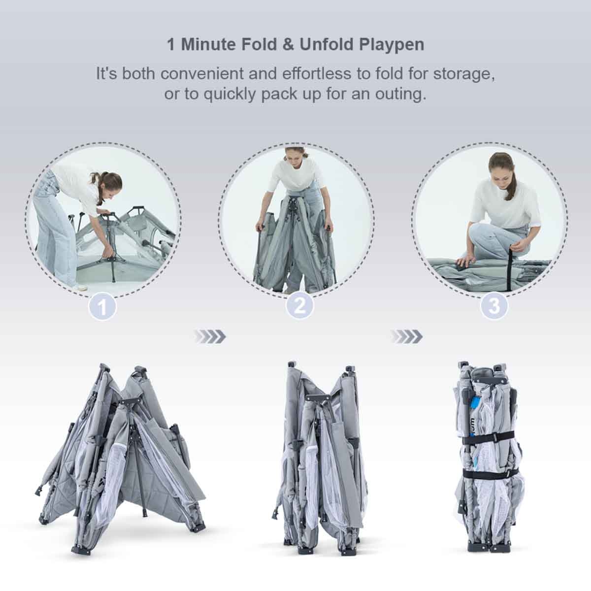 تيكنوم مجموعة حديقة لعب ون مينِت متوسطة مع مرتبة وكرات للأطفال، 0-2 سنة