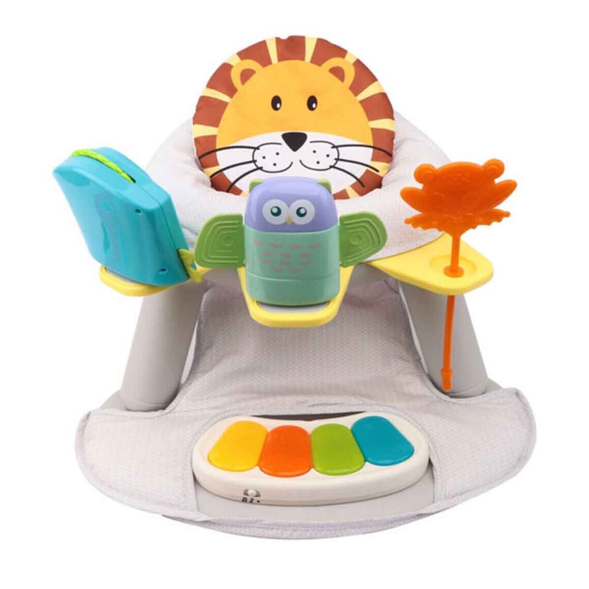 تيكنوم كرسي طعام 2 في 1 أبيض مع مقعد لعب وبيانو دواسات للأطفال، 0-2 سنة