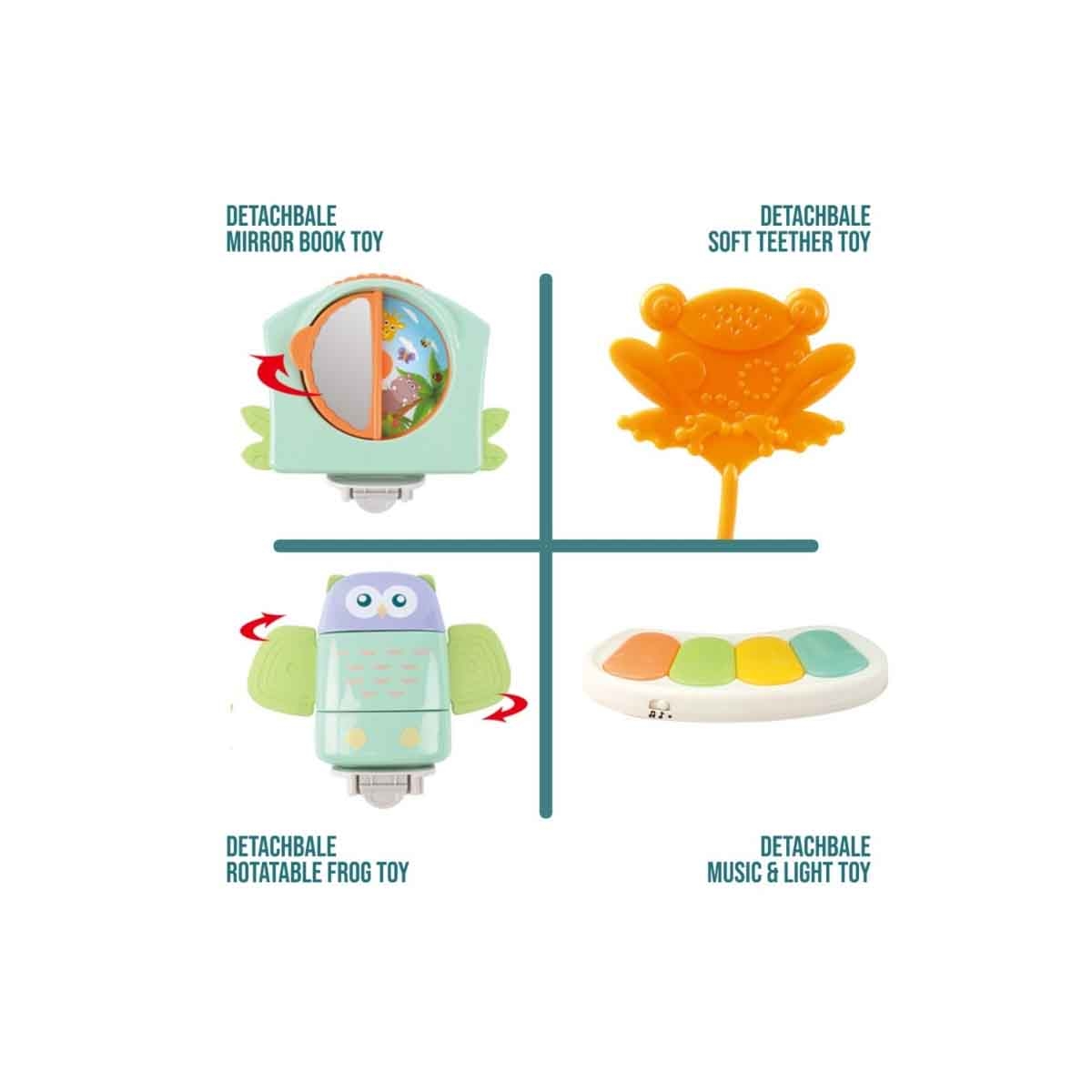 تيكنوم كرسي طعام 2 في 1 أبيض مع مقعد لعب وبيانو دواسات للأطفال، 0-2 سنة
