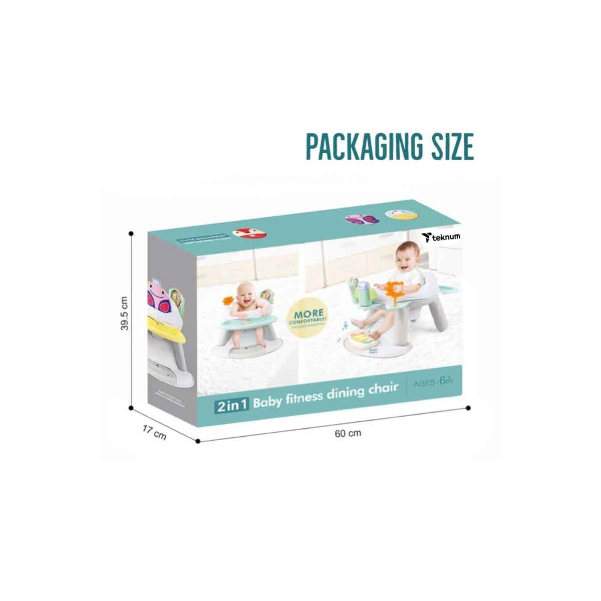 تيكنوم كرسي طعام 2 في 1 أبيض مع مقعد لعب وبيانو دواسات للأطفال، 0-2 سنة