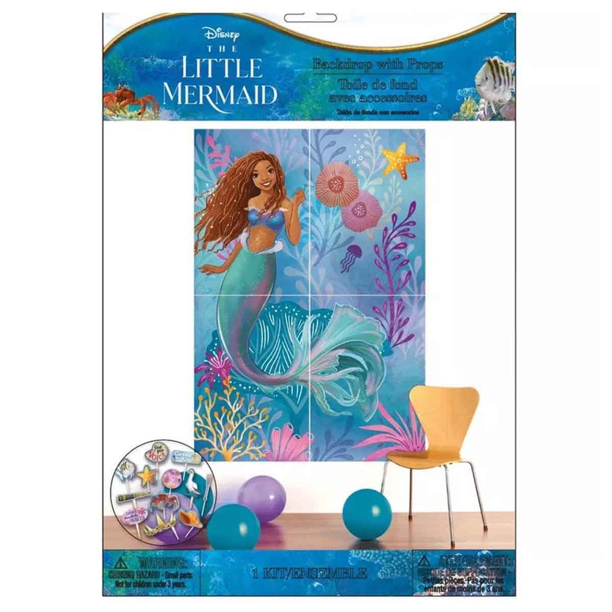 ديزني ذا ليتل ميرميد مجموعة خلفية مشهد 16-قطعة مع إكسسوارات