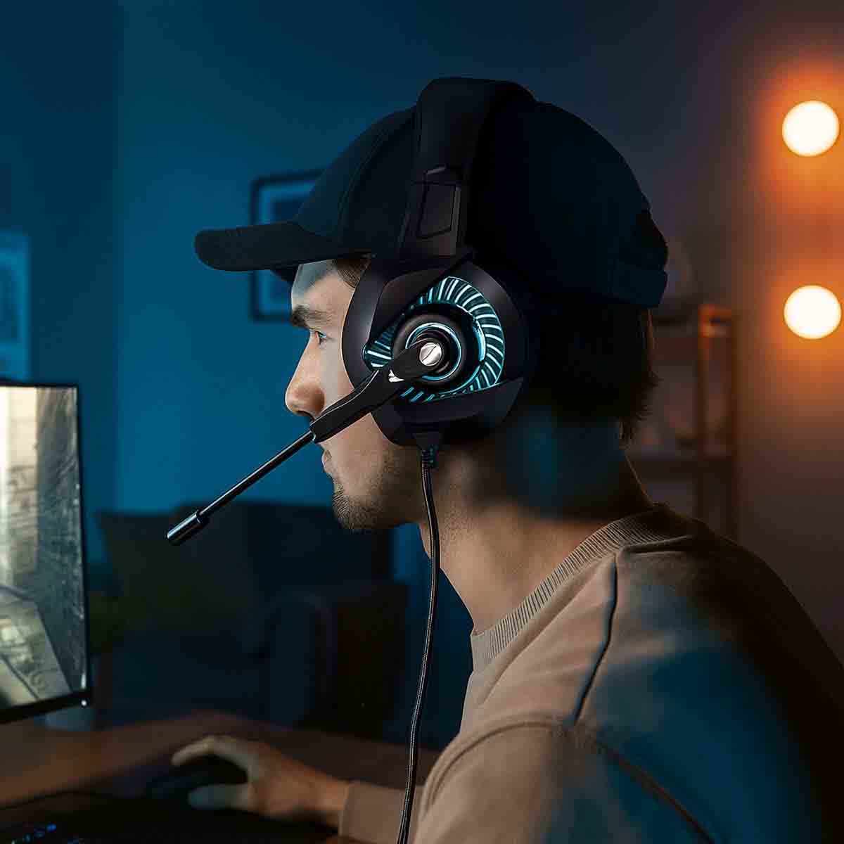 369 R6 بروفيشنال سماعة رأس سلكية للألعاب فوق الأذن أزرق/أسود
