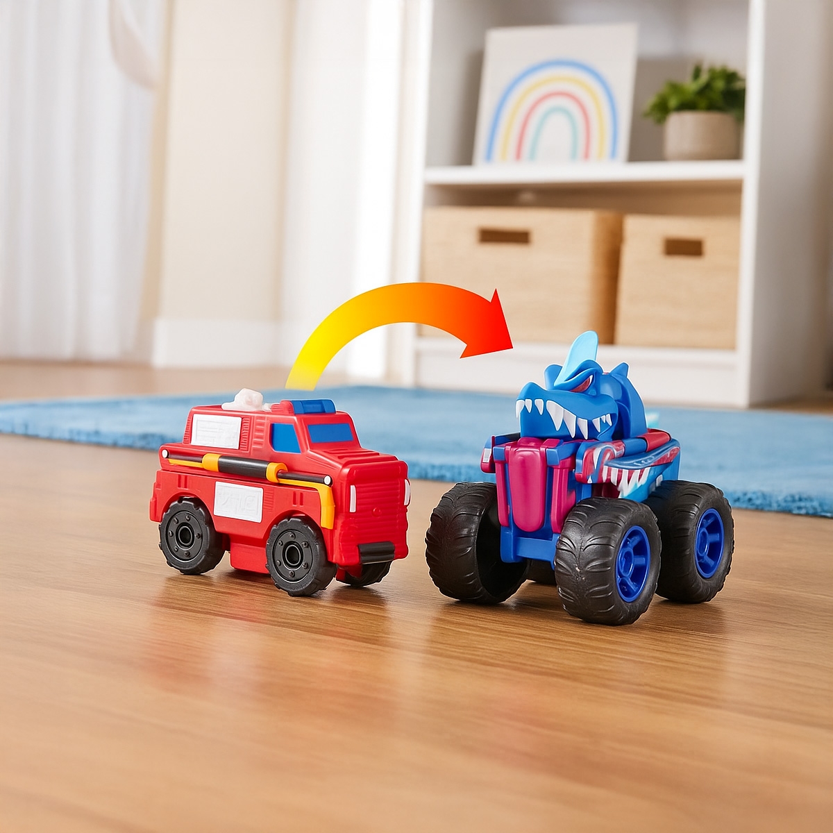 ترانزرايسر شاحنة وولف الوحشية 2 في 1 القلابة للأولاد، 3-4 سنوات