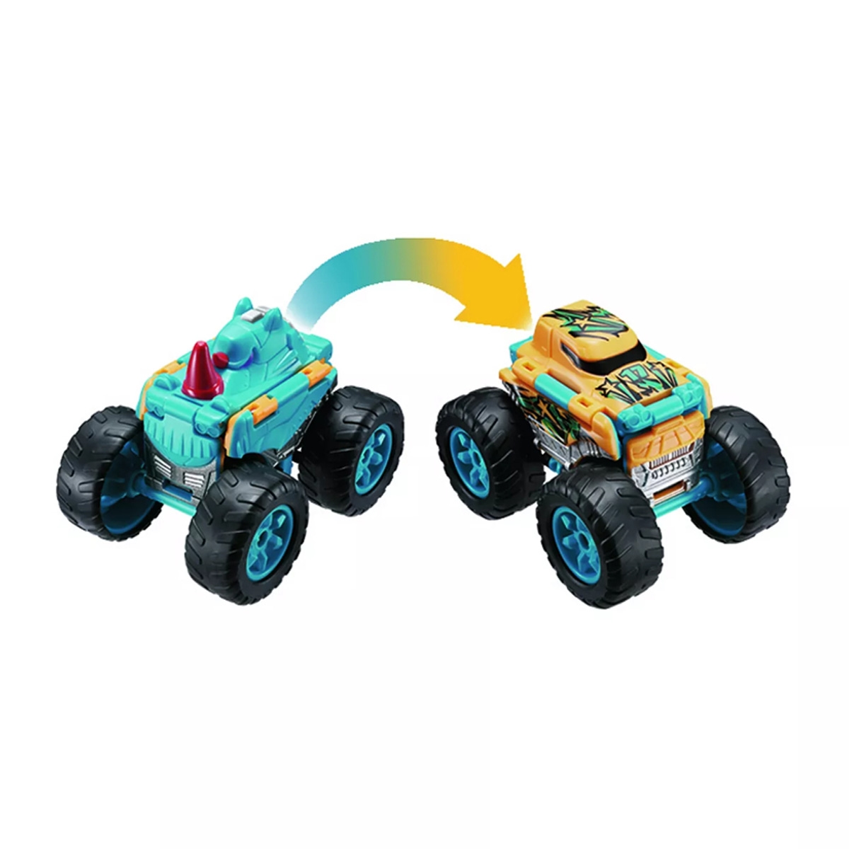 شاحنة ترانسراكرز 2 في 1 شاحنة لعبة وحيد القرن الوحش القلابة 2 في 1 للجنسين، 3-4 سنوات